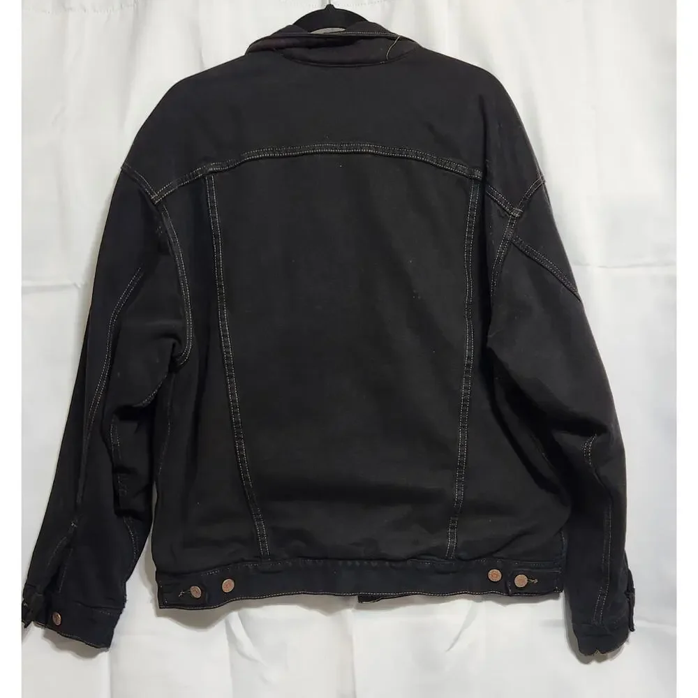Vintage Levis Mens Black Denim Trucker Flannel Lining‎ No Size Tag SEE PICS!!!
